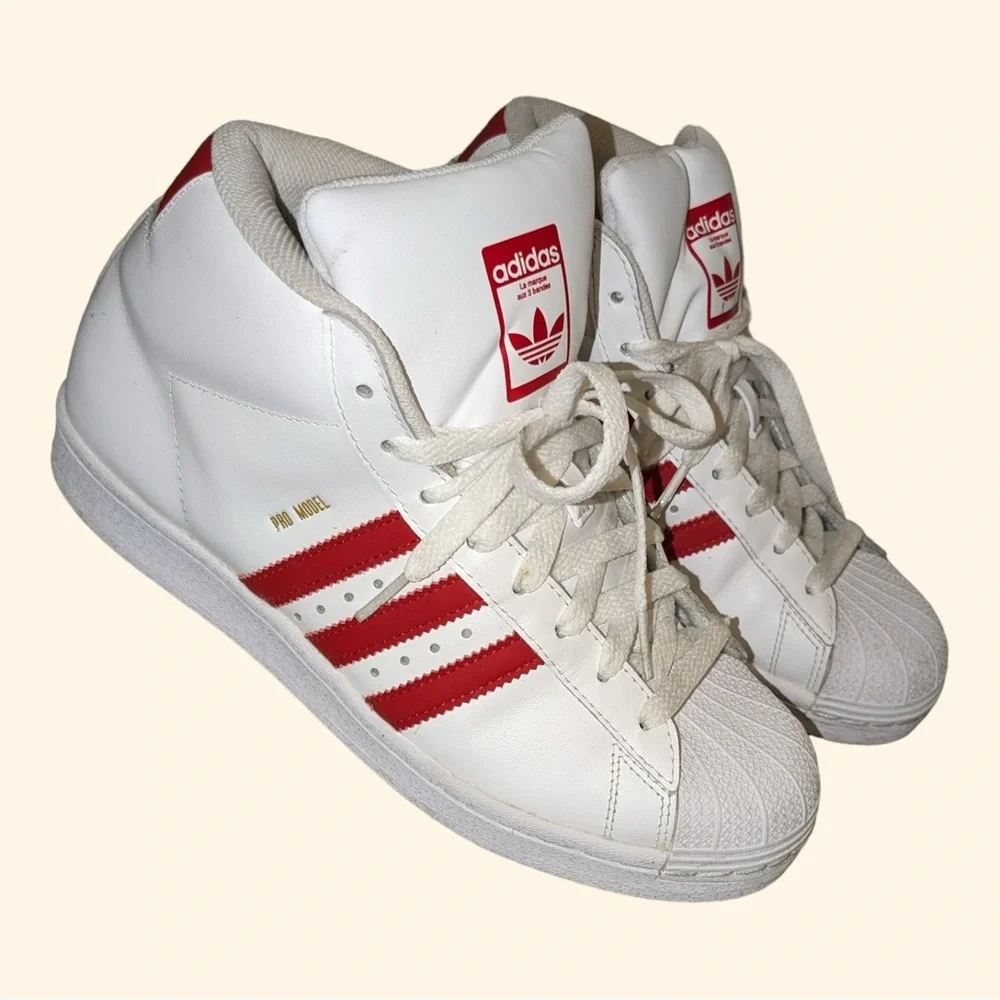 adidas Women's White and Red High-Top Sneakers